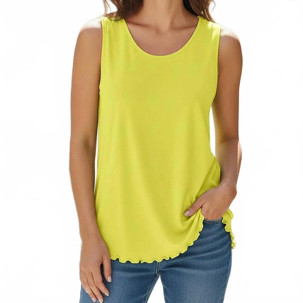NEW MCCC SPORTSWEAR lettuce leaf tank in lemon